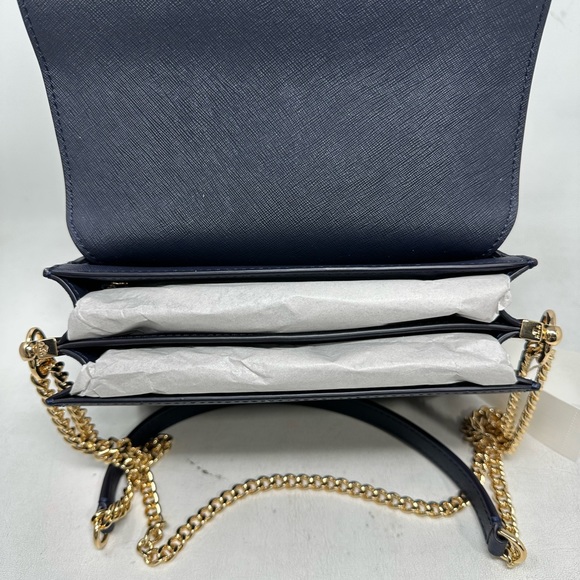 Tory Burch Leather Emerson Shoulder Bag, OS - Navy - Picture 8 of 13